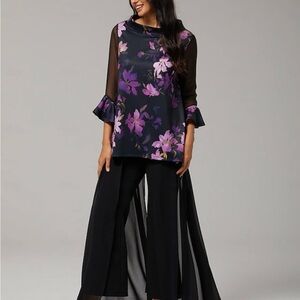 Floral Black and Purple Women's Blouse